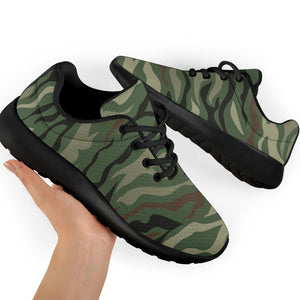 Green Camo Zebra Pattern Print Sport Shoes GearFrost