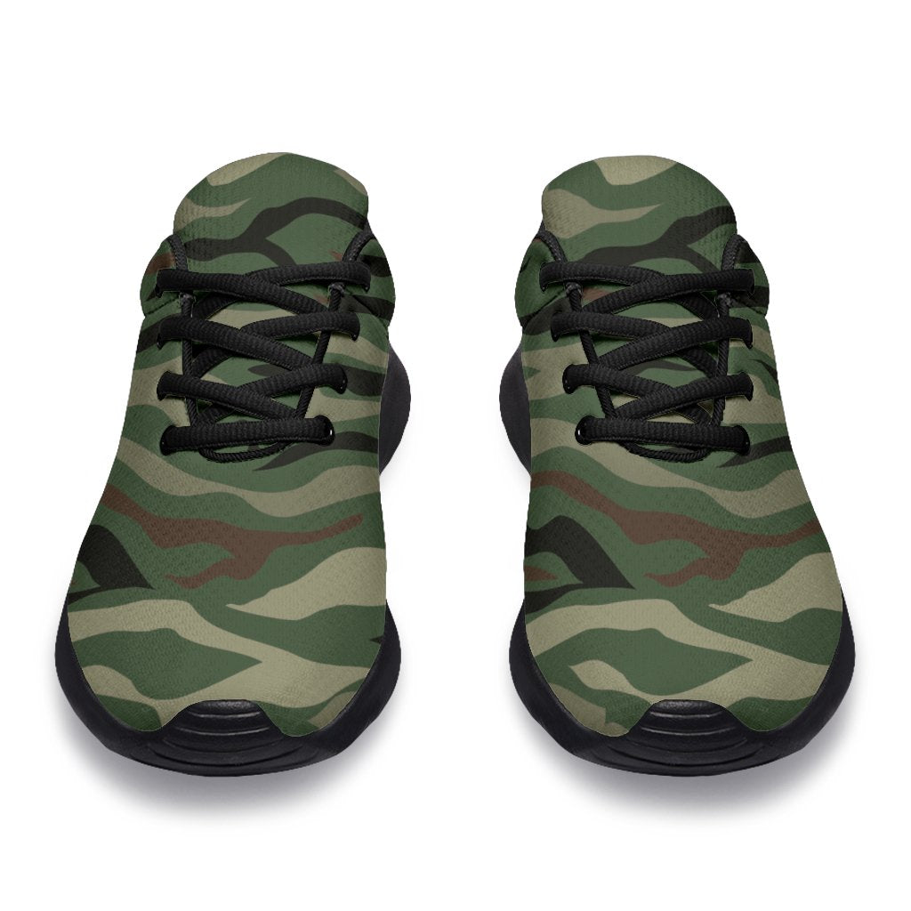 Green Camo Zebra Pattern Print Sport Shoes GearFrost