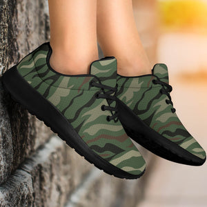 Green Camo Zebra Pattern Print Sport Shoes GearFrost