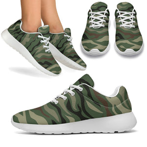 Green Camo Zebra Pattern Print Sport Shoes GearFrost