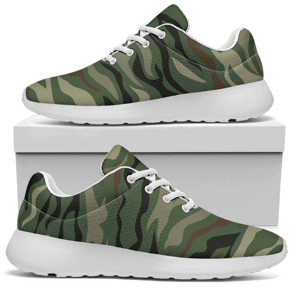 Green Camo Zebra Pattern Print Sport Shoes GearFrost