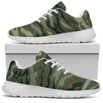 Green Camo Zebra Pattern Print Sport Shoes GearFrost