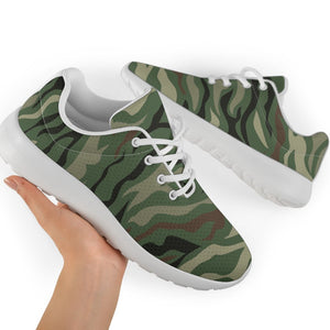 Green Camo Zebra Pattern Print Sport Shoes GearFrost