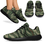 Green Camo Zebra Pattern Print Sport Shoes GearFrost