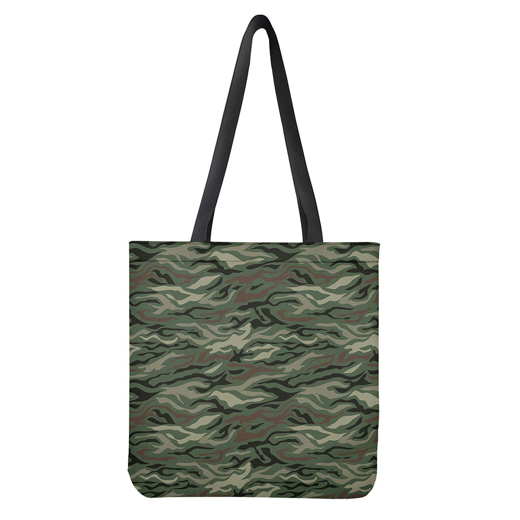 Green Camo Zebra Pattern Print Tote Bag