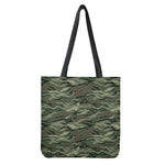 Green Camo Zebra Pattern Print Tote Bag