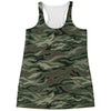 Green Camo Zebra Pattern Print Women's Racerback Tank Top