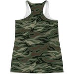 Green Camo Zebra Pattern Print Women's Racerback Tank Top