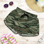 Green Camo Zebra Pattern Print Women's Shorts