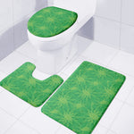 Green Cannabis Leaf Pattern Print 3 Piece Bath Mat Set