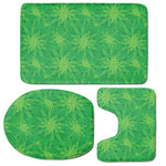 Green Cannabis Leaf Pattern Print 3 Piece Bath Mat Set