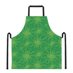 Green Cannabis Leaf Pattern Print Apron