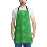 Green Cannabis Leaf Pattern Print Apron