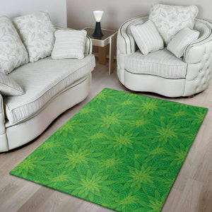 Green Cannabis Leaf Pattern Print Area Rug