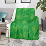 Green Cannabis Leaf Pattern Print Blanket