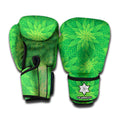 Green Cannabis Leaf Pattern Print Boxing Gloves
