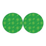 Green Cannabis Leaf Pattern Print Car Coasters