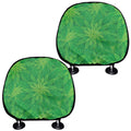 Green Cannabis Leaf Pattern Print Car Headrest Covers