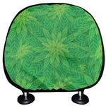 Green Cannabis Leaf Pattern Print Car Headrest Covers