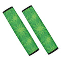 Green Cannabis Leaf Pattern Print Car Seat Belt Covers