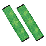 Green Cannabis Leaf Pattern Print Car Seat Belt Covers