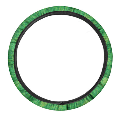 Green Cannabis Leaf Pattern Print Car Steering Wheel Cover