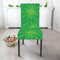 Green Cannabis Leaf Pattern Print Dining Chair Slipcover