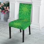 Green Cannabis Leaf Pattern Print Dining Chair Slipcover