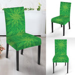 Green Cannabis Leaf Pattern Print Dining Chair Slipcover