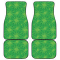 Green Cannabis Leaf Pattern Print Front and Back Car Floor Mats