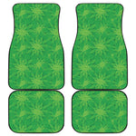 Green Cannabis Leaf Pattern Print Front and Back Car Floor Mats