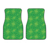 Green Cannabis Leaf Pattern Print Front Car Floor Mats