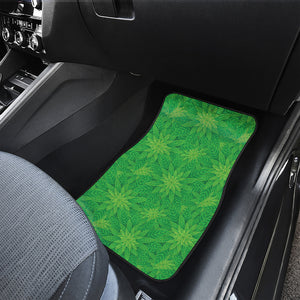 Green Cannabis Leaf Pattern Print Front Car Floor Mats