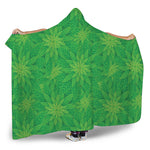 Green Cannabis Leaf Pattern Print Hooded Blanket