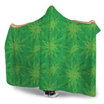 Green Cannabis Leaf Pattern Print Hooded Blanket