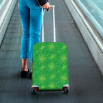 Green Cannabis Leaf Pattern Print Luggage Cover