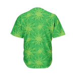 Green Cannabis Leaf Pattern Print Men's Baseball Jersey