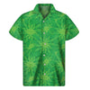 Green Cannabis Leaf Pattern Print Men's Short Sleeve Shirt