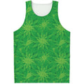 Green Cannabis Leaf Pattern Print Men's Tank Top