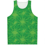 Green Cannabis Leaf Pattern Print Men's Tank Top