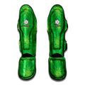 Green Cannabis Leaf Pattern Print Muay Thai Shin Guards