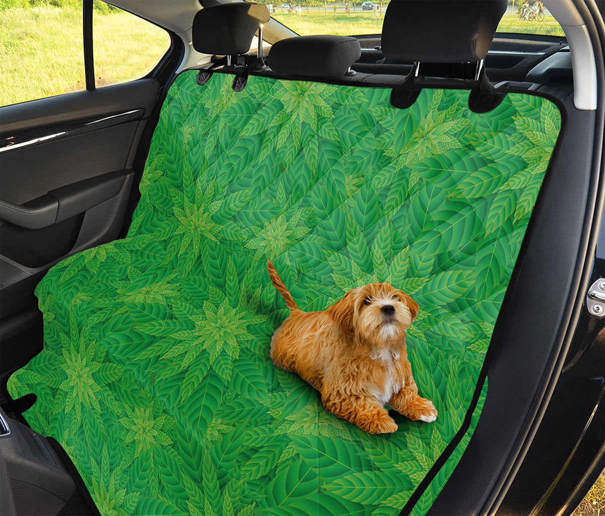 Green Cannabis Leaf Pattern Print Pet Car Back Seat Cover