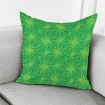 Green Cannabis Leaf Pattern Print Pillow Cover