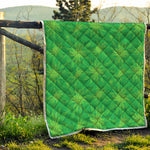 Green Cannabis Leaf Pattern Print Quilt