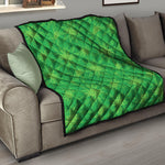 Green Cannabis Leaf Pattern Print Quilt