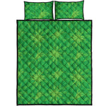 Green Cannabis Leaf Pattern Print Quilt Bed Set