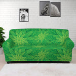 Green Cannabis Leaf Pattern Print Sofa Cover