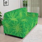 Green Cannabis Leaf Pattern Print Sofa Cover