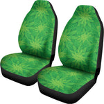 Green Cannabis Leaf Pattern Print Universal Fit Car Seat Covers