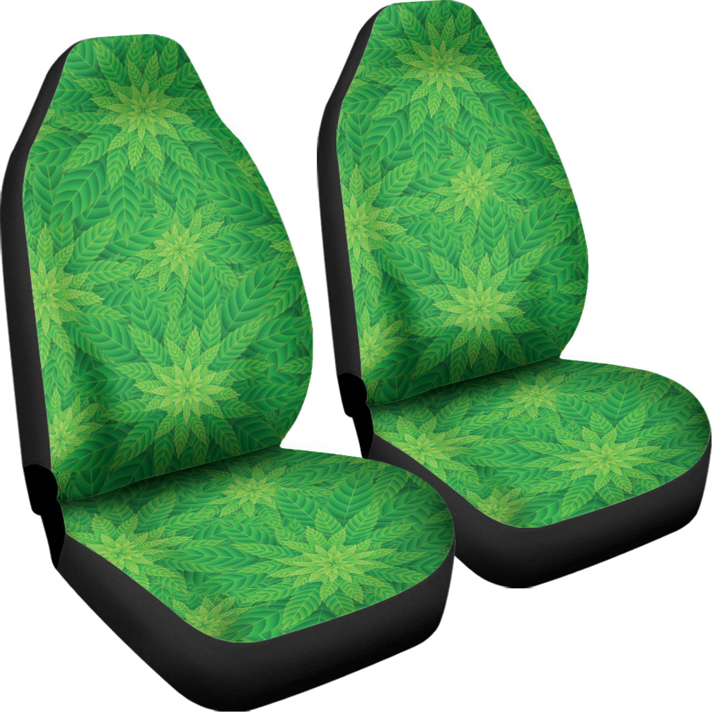 Green Cannabis Leaf Pattern Print Universal Fit Car Seat Covers